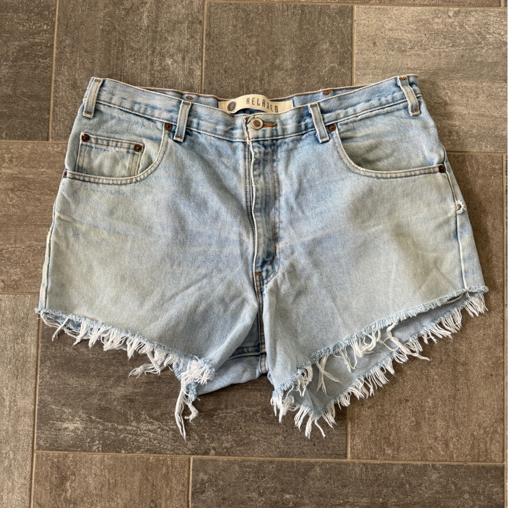 Arizona Jean Company Light Blue Frayed Jean Shorts
